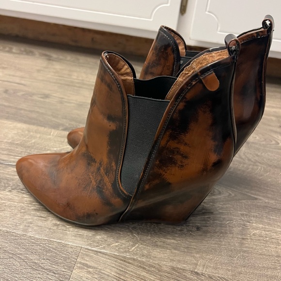 Jeffrey Campbell Tortoise Harrison Wedge Boot Brown Black Size 8.5 Like NEW - Picture 3 of 6